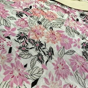 Sweet gauzy baby pink/cream floral scarf/Wrap w prairie shabby chic vibe